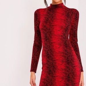 Pretty Little Thing Red Zebra Print Mini Dress